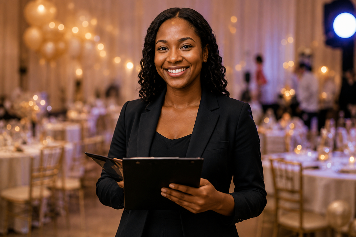 Event planner setting up for a booked function