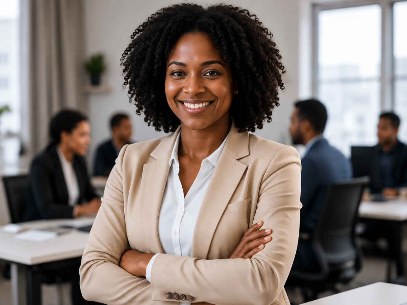 Business professional and office manager in a modern workplace