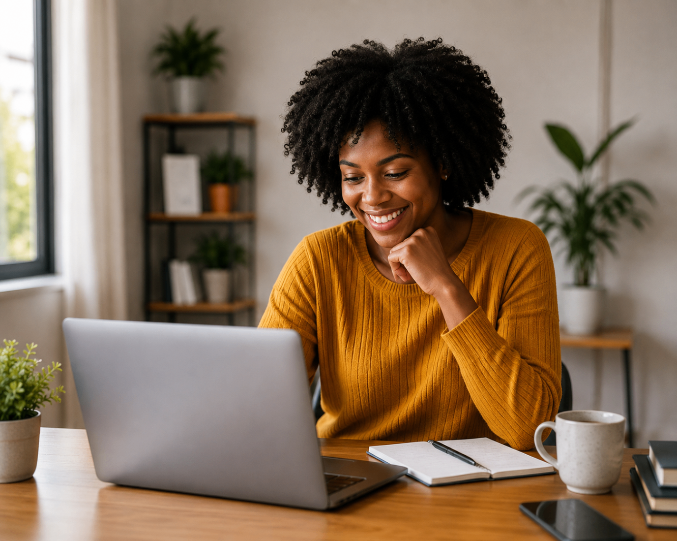 Independent professional working at a laptop