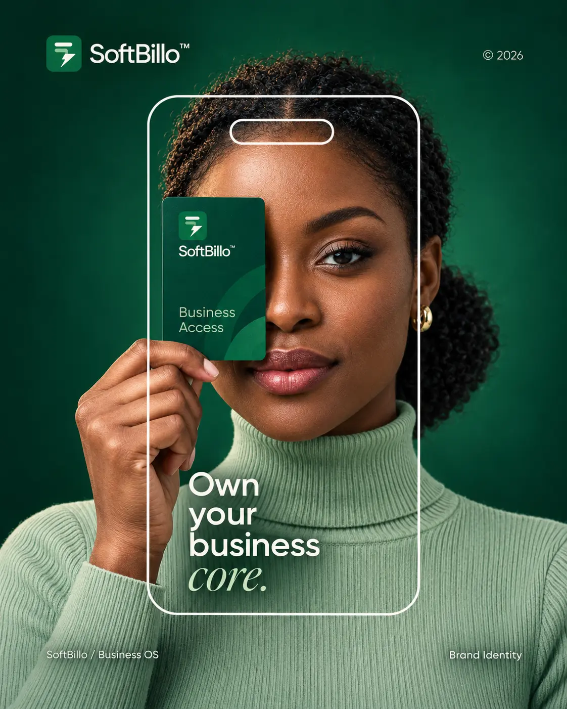 Business owner holding a SoftBillo Business Access card