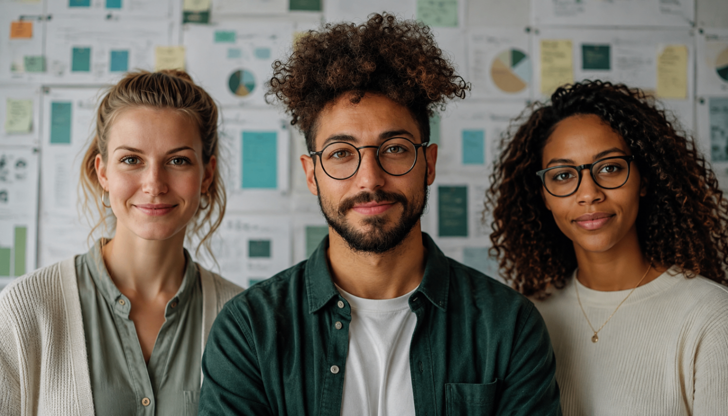Small agency team reviewing performance together