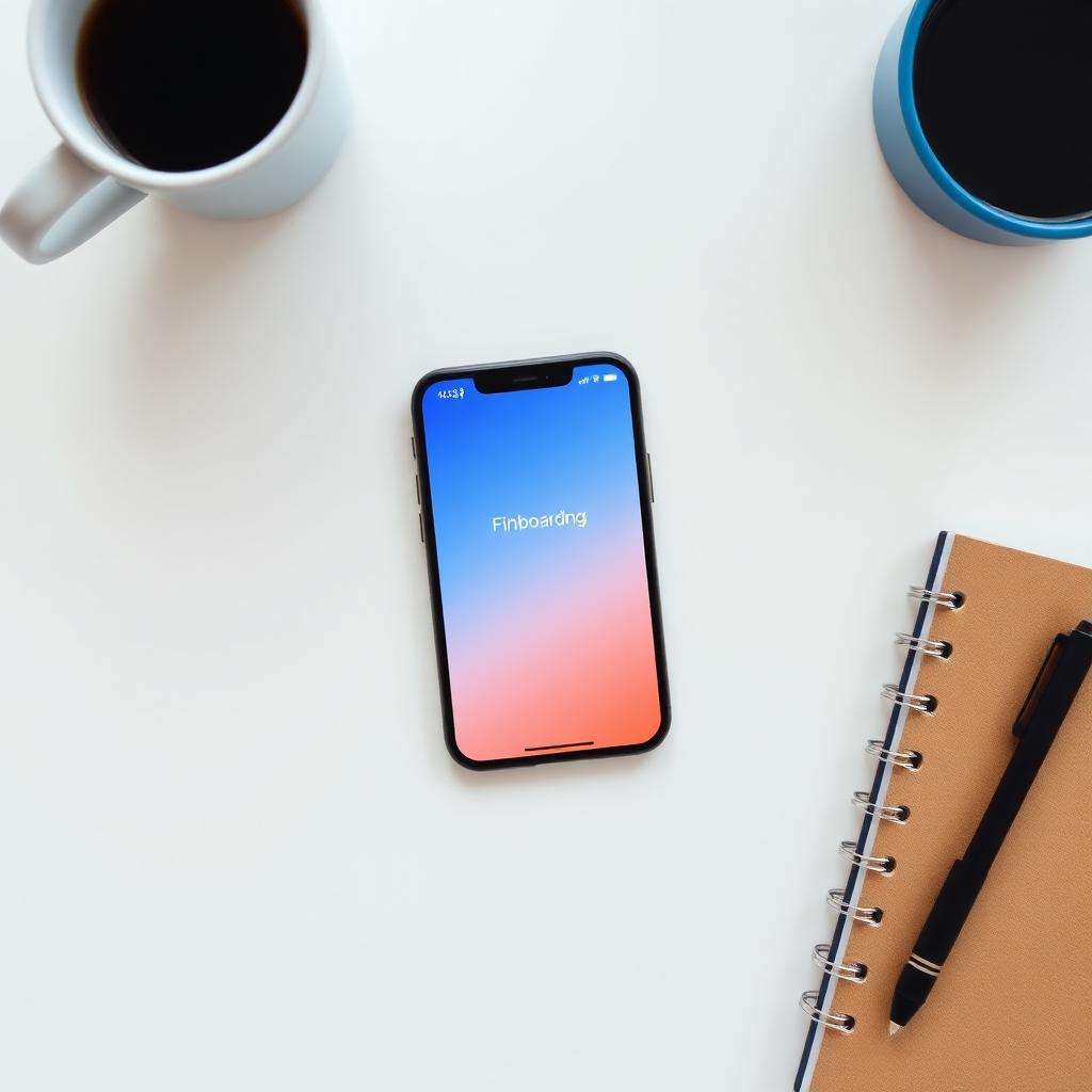 Phone showing a SoftBillo onboarding screen on a calm desk