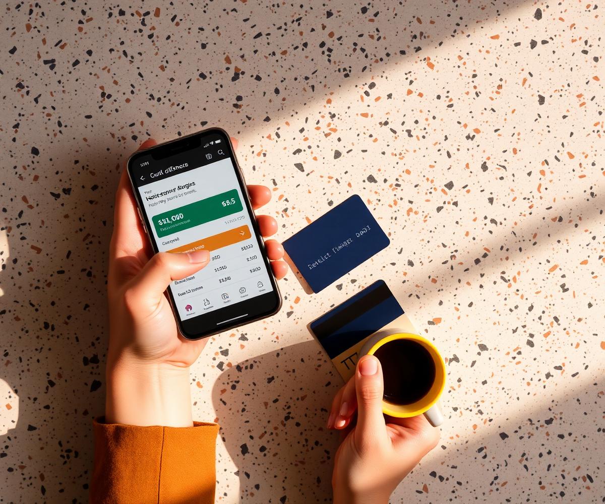 Phone showing SoftBillo tax pot on a terrazzo table