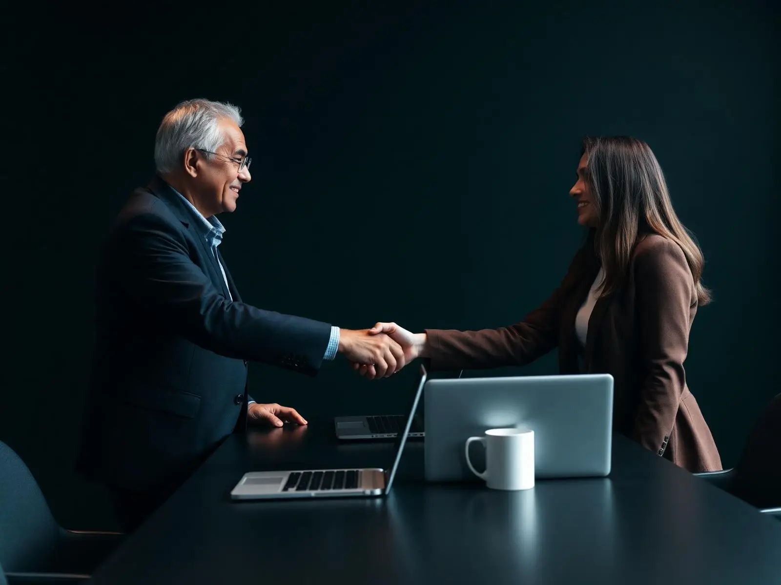 Independent business partners meeting around a table